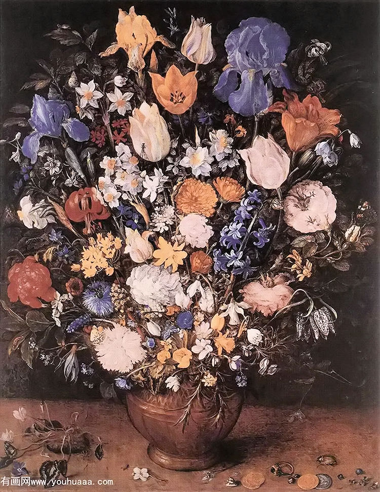 bouquet in a clay vase