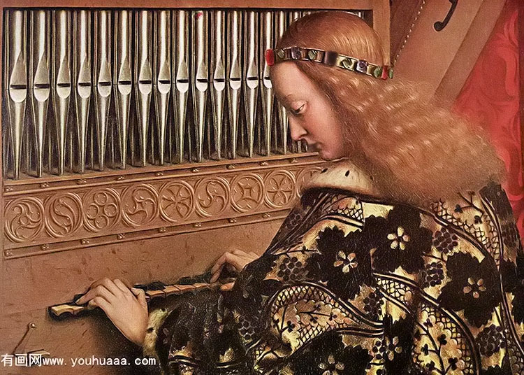 the ghent altarpiece angels playing music [detail 1]