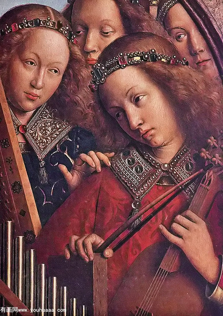 the ghent altarpiece angels playing music [detail 2]