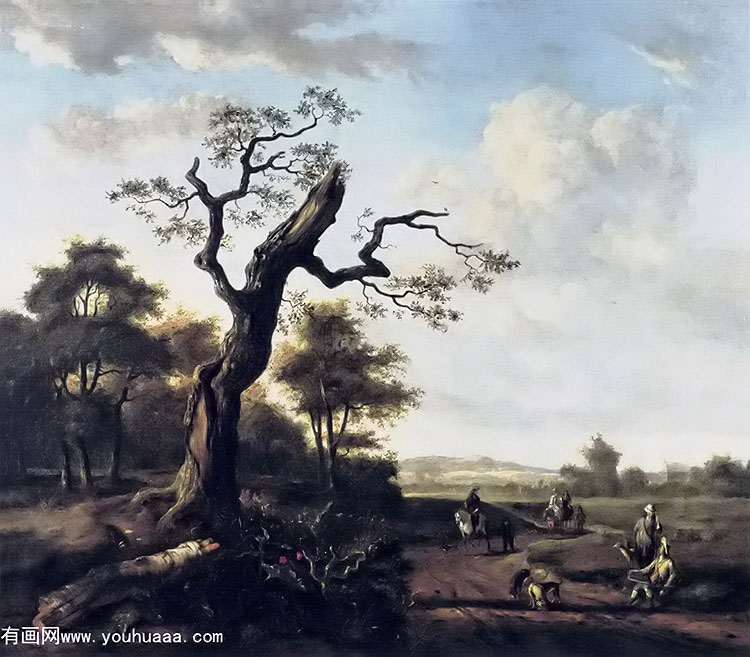 landscape with a hawking party