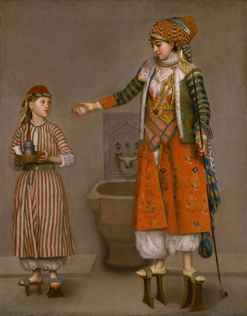 һװŮ˺ - a lady in turkish costume with her servant at the hammam