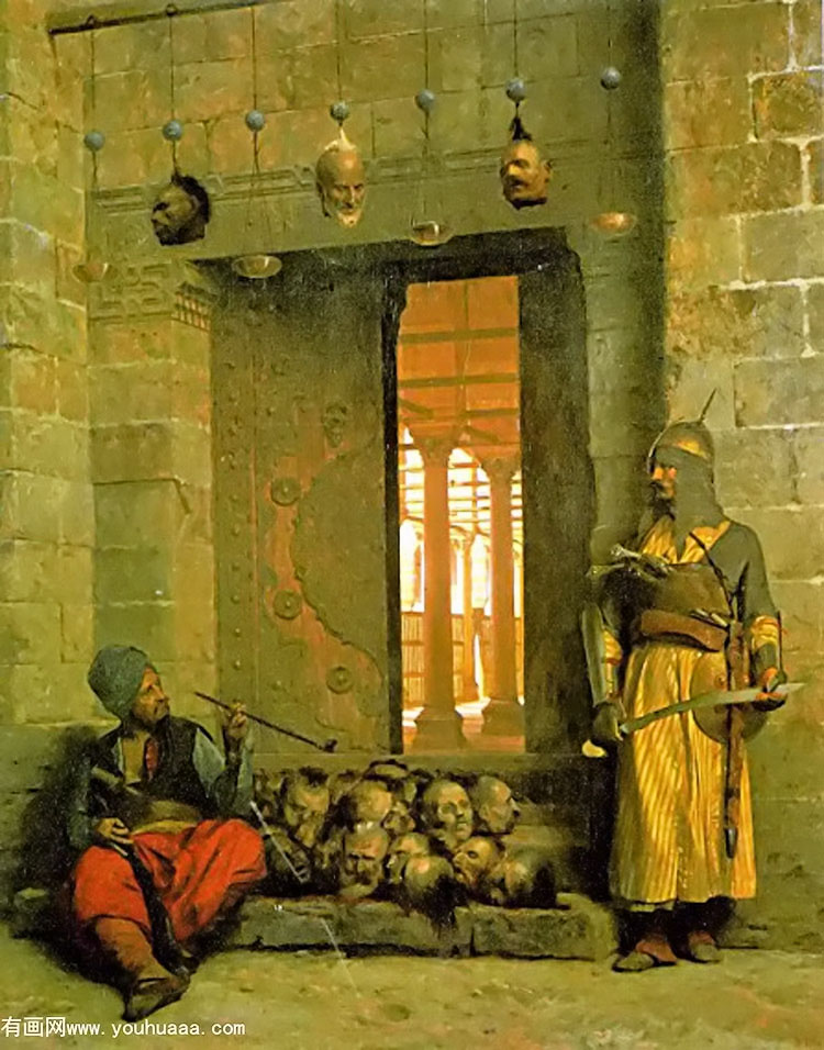 ſѾͷ­ - heads of the rebel beys at the mosque of el hasanein, cairo