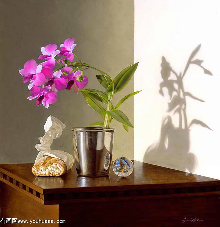 bread, silver cup, & orchid