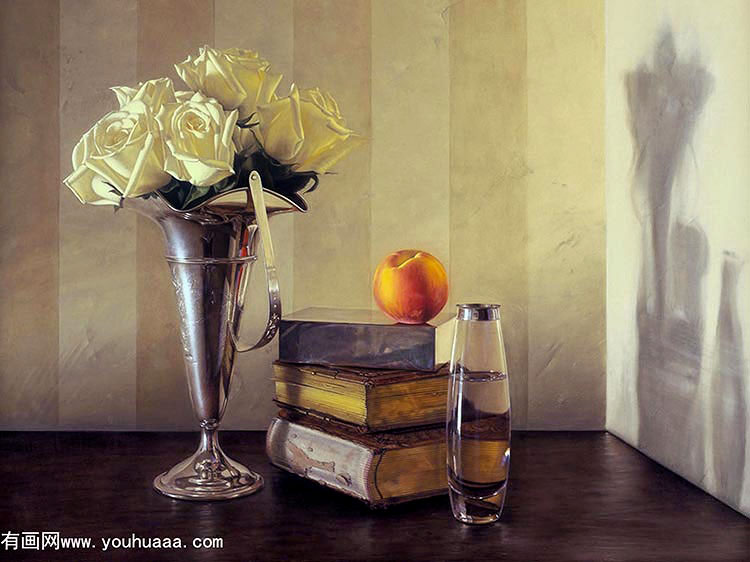 roses & peach & antique books