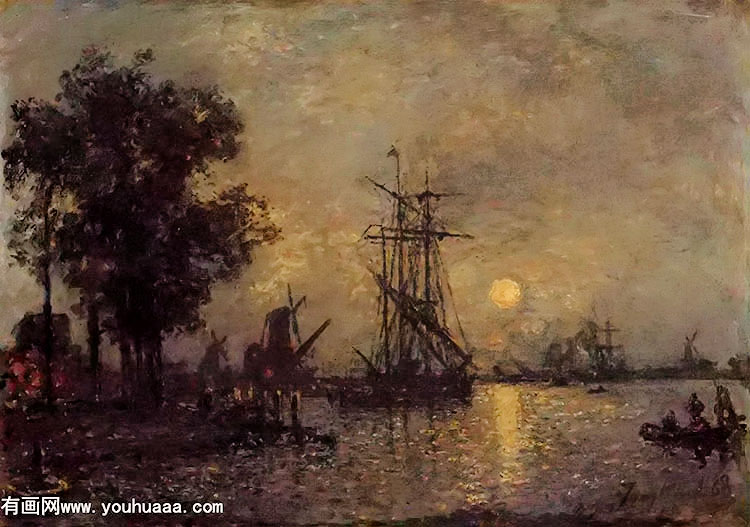 holandaise landscape with docked boat