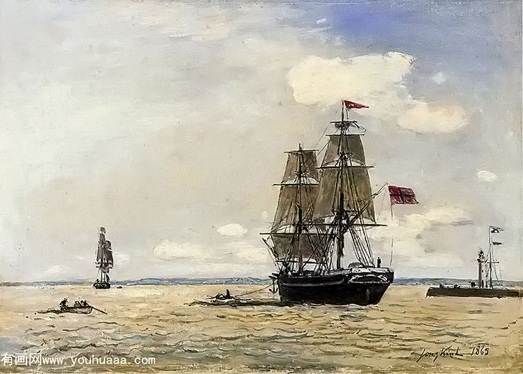 norwegian naval ship leaving the port of honfleur