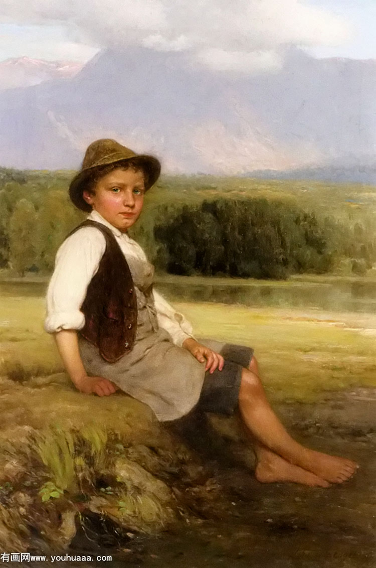 a young boy in a summer landscape