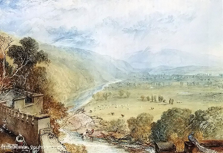 ingleborough from the terrace of hornby castle