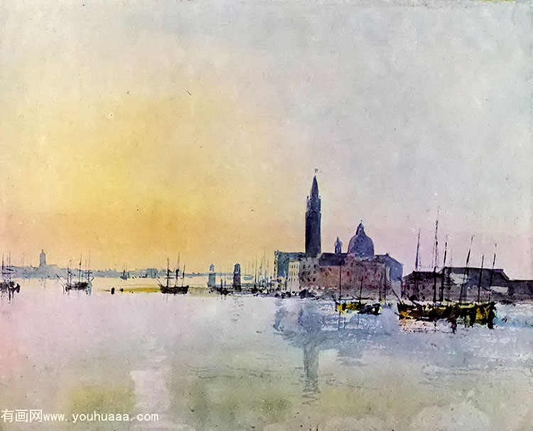 venice, san guirgio from the dogana sunrise