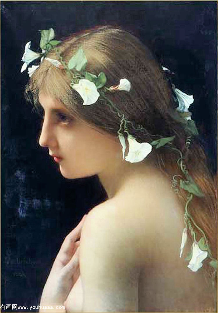 nymph with morning glory flowers