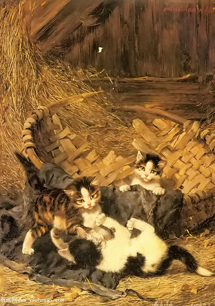 playful kittens in a basket