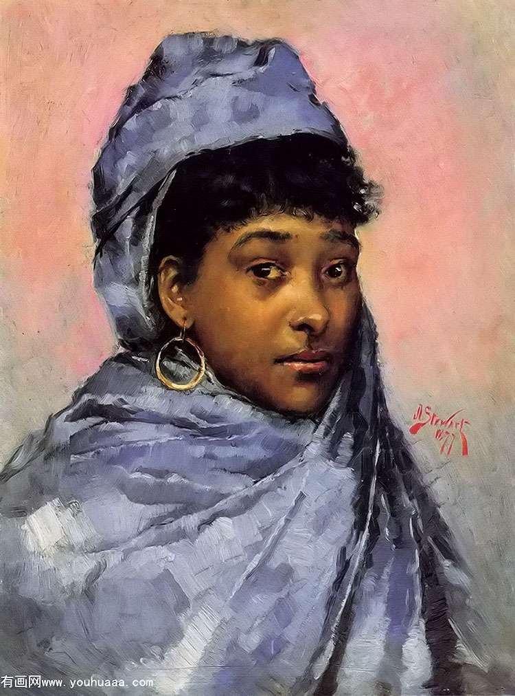 young woman in blue