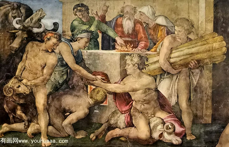 sacrifice of noah rome vatcan the vault of the sistine chapel