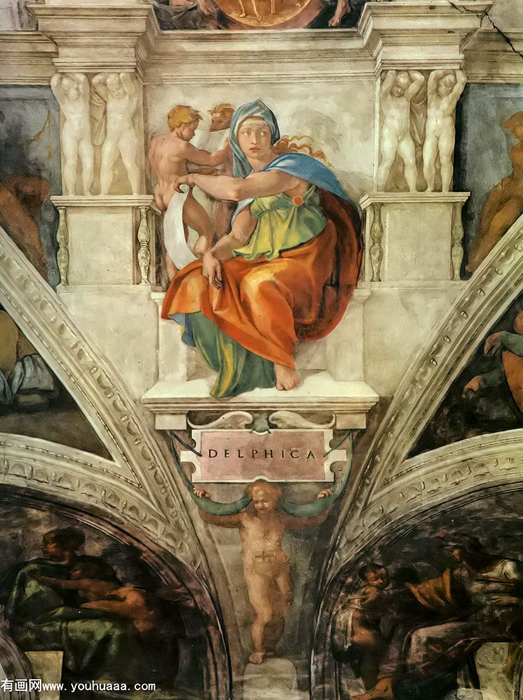 the delphic sibyl rome vatican the vault of the sistine chapel