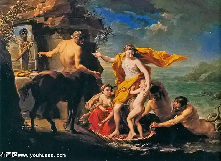 thetis entrusting chiron with the education of achilles