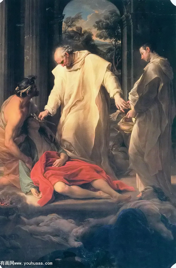 the blessed bernardo tolomei attending a victim of the black seath