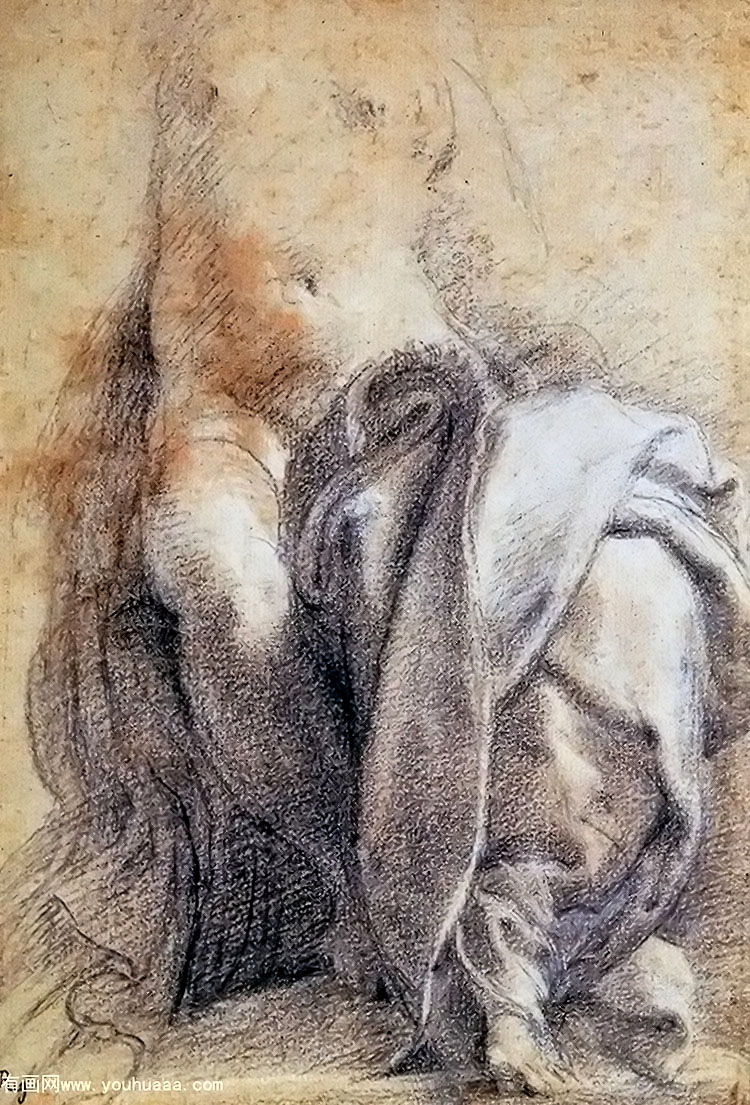 study of drapery for vision of saint jerome