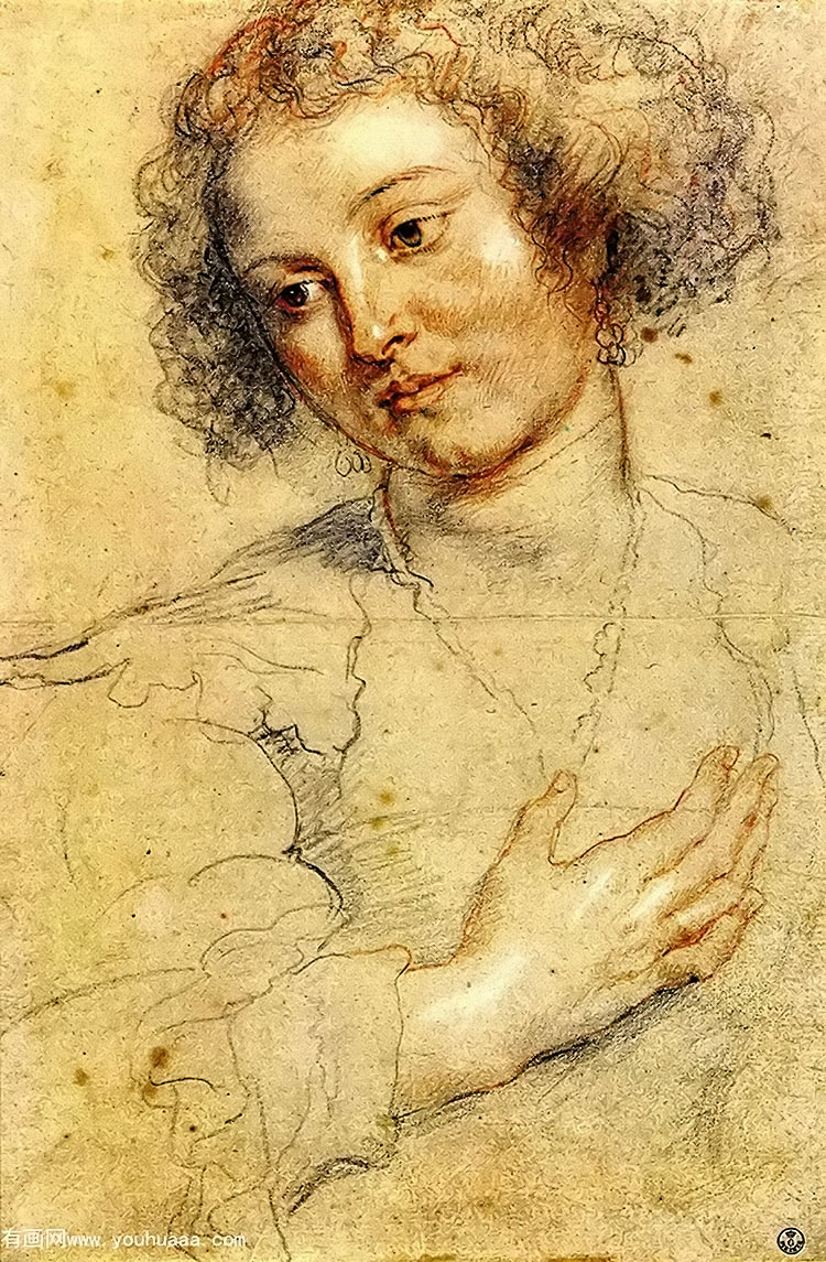 head and right hand of a woman