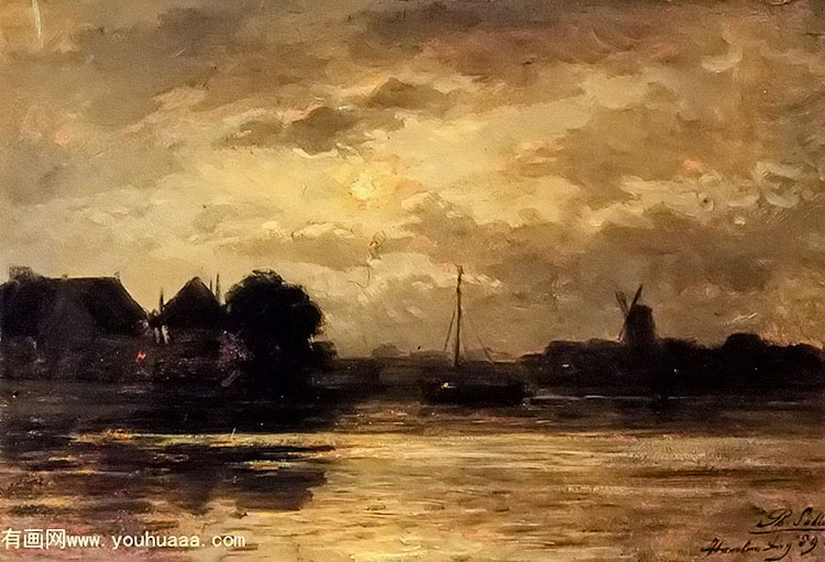 view of the spaarne, haarlem, by moonlight