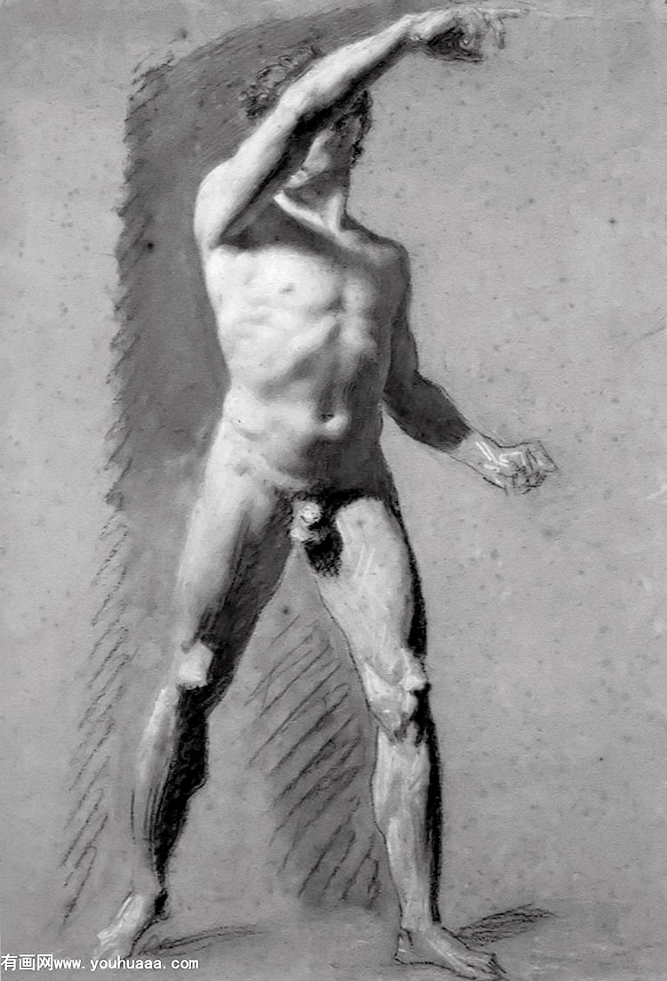 male nude pointing