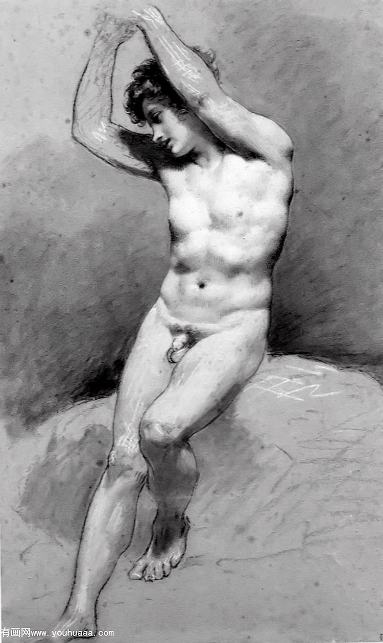 seated male nude