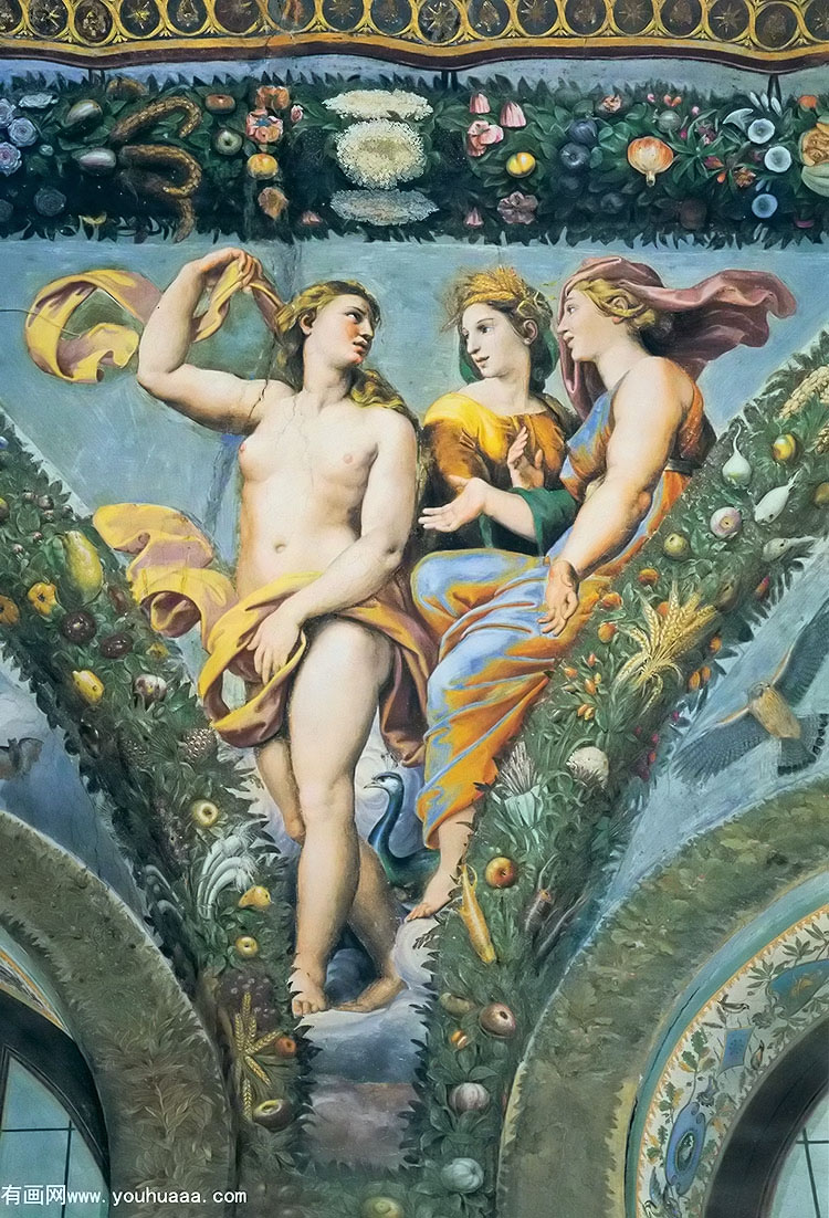 ֲ:ά˹Ůŵ - detail from the vault of the loggia showing venus ceres and juno villa farnesina rome