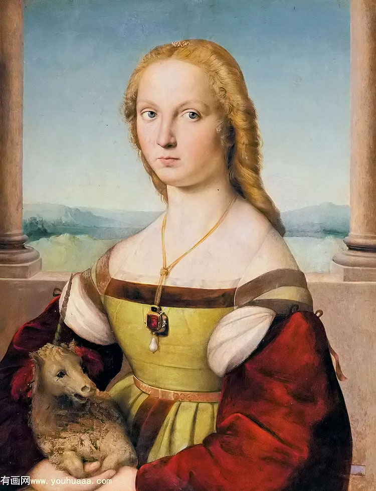 ޵Ůӻ - portrait of a lady with a unicorn about 1505 6