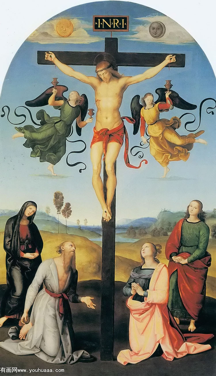 ѻʥĸʥͽʹ - the crucified chris with the virgin mary saints and angels