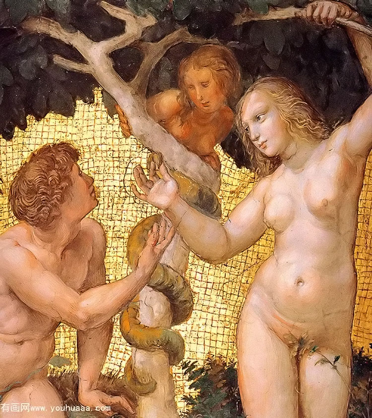 ٸǩ컨:ǵ(ֲ1) - the stanza della segnatura ceiling adam and eve [detail 1]