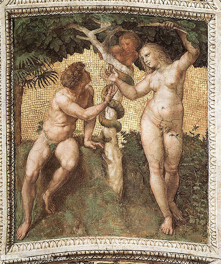 ٸǩ컨:ǵ - the stanza della segnatura ceiling adam and eve