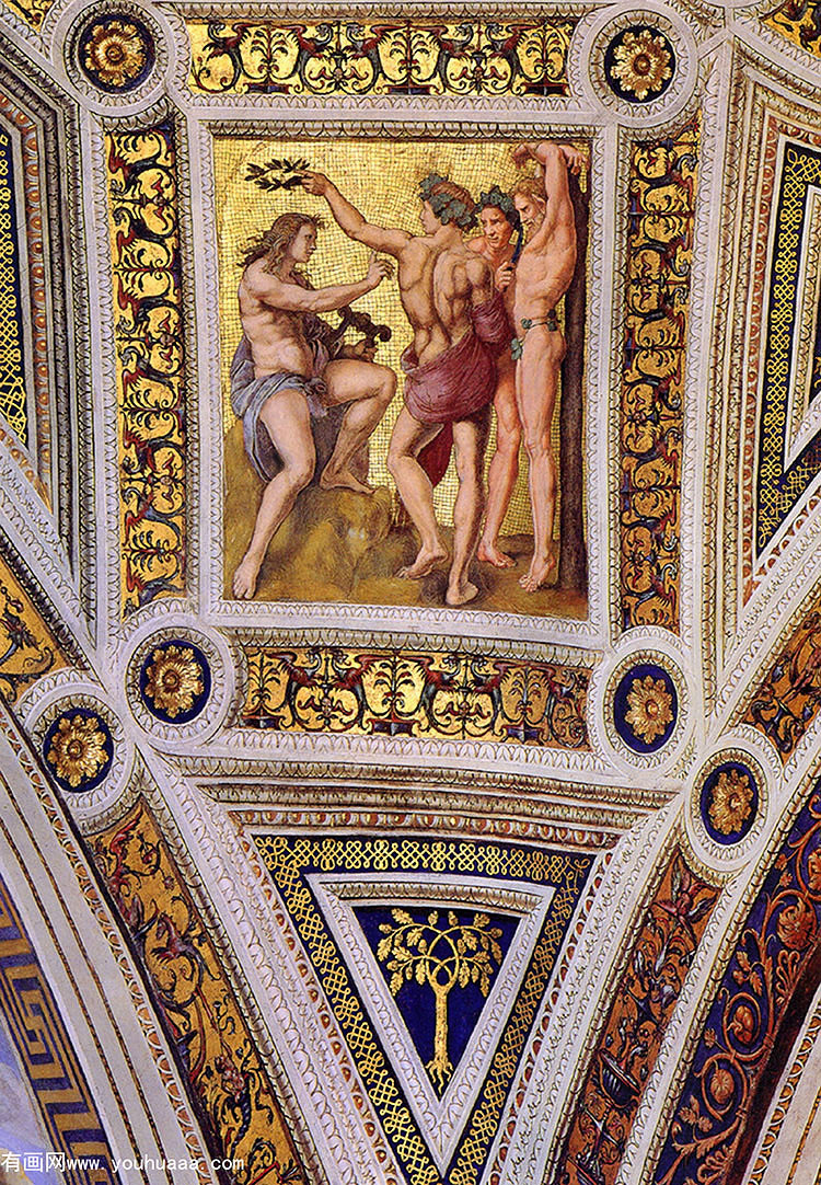 ٸǩ컨:˹(ֲ1) - the stanza della segnatura ceiling apollo and marsyas [detail 1]