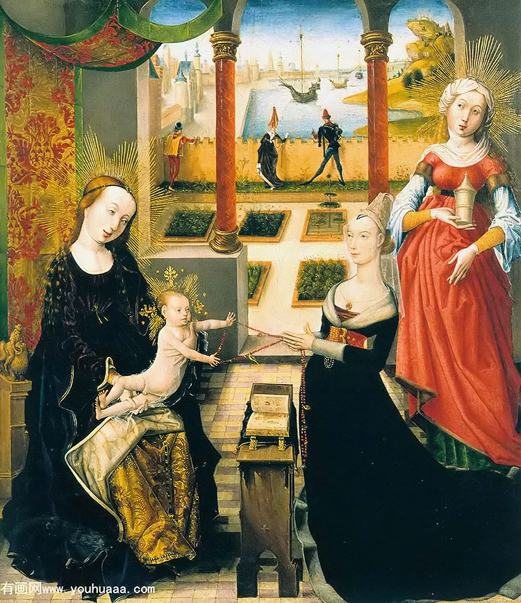 ĨһλŮʩʥĸ - virgin and child adored by a female donor accomanied by mary magdalen