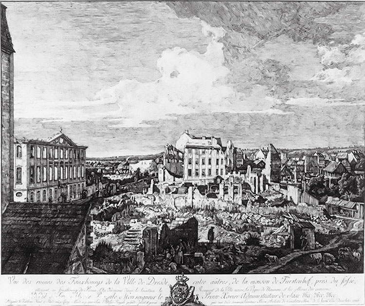 dresden, the ruins of the pirnaische vorstadt