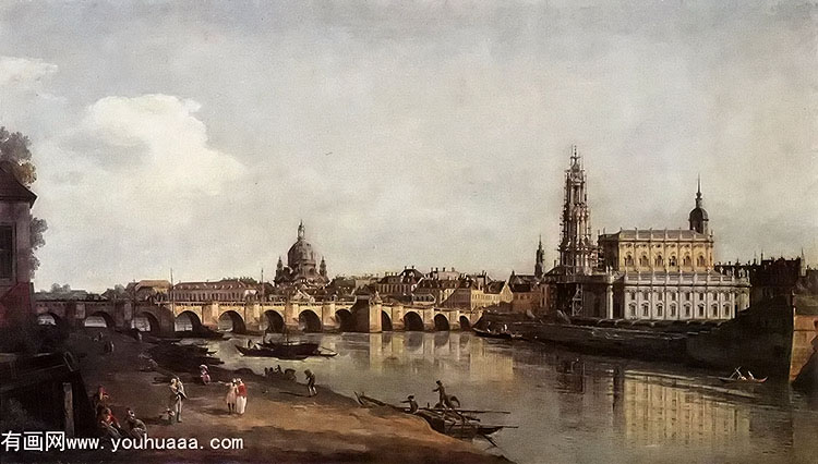 view of dresden from the right bank of the elbe with the augustus bridge