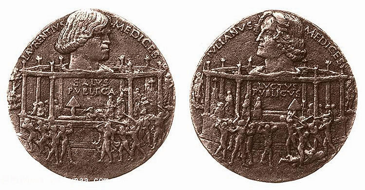 medal of the pazzi cospiracy, obverse lorenzo, reverse giuliano