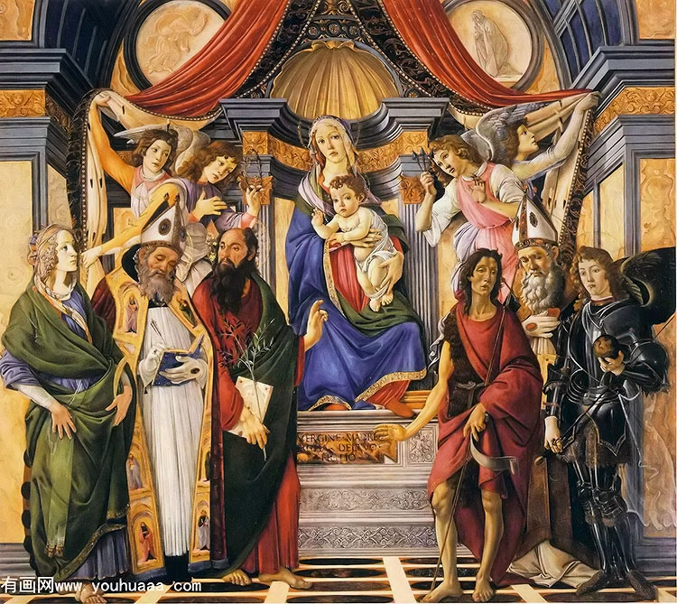 ʥĸӣʹʥͽ - virgin and child attended by four angels and six saints