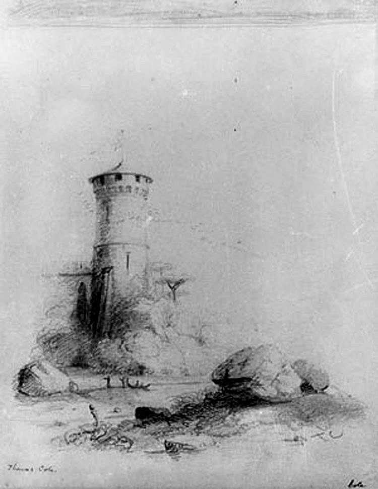 landscape with tower (from mcguire scrapbook)