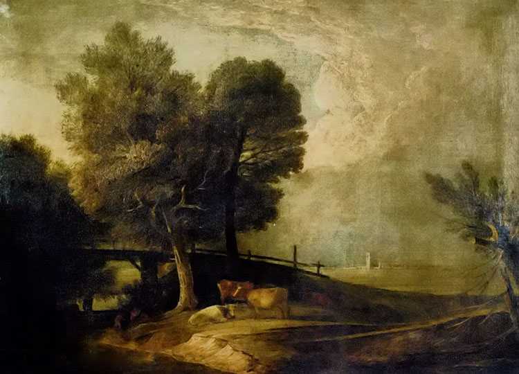 figures with cattle in a landscape