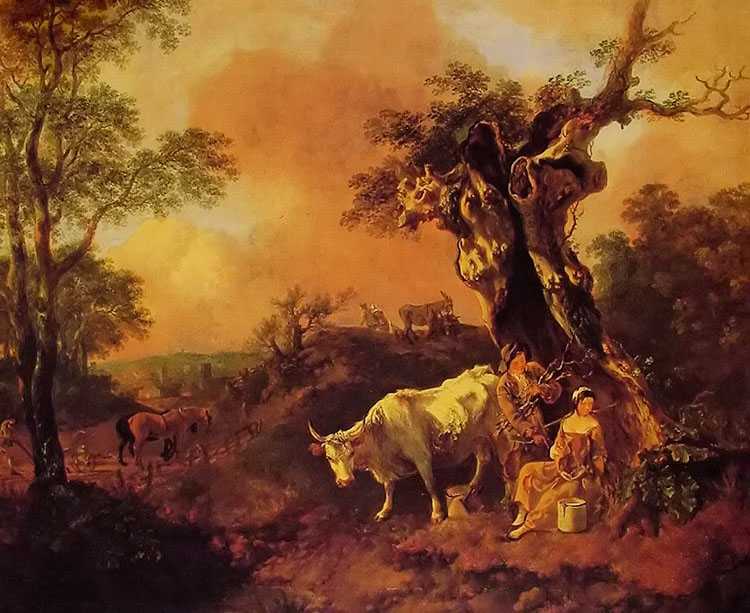 landscape with a woodcutter and milkmaid