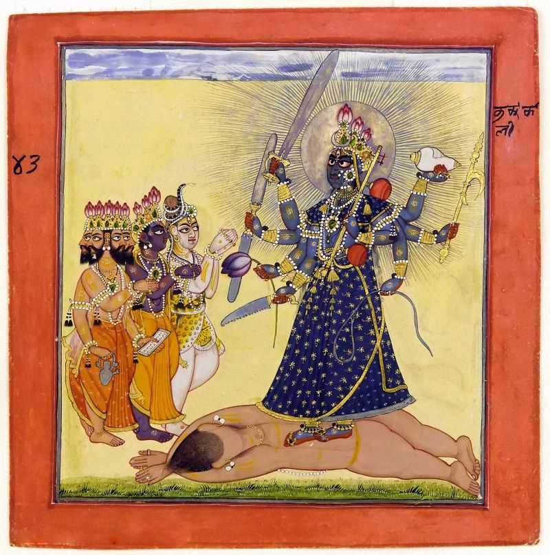 Goddess Bhadrakali Worshipped by the Gods: from a tantric Devi series