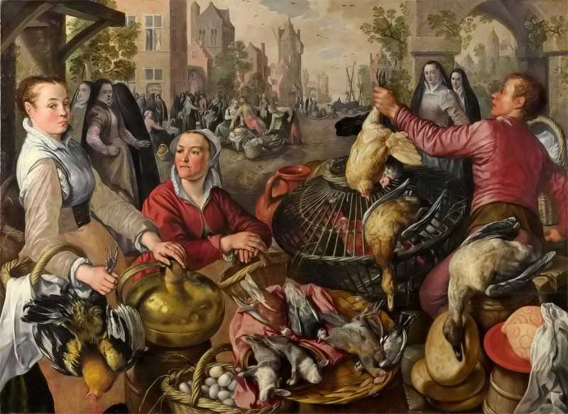 The Four Elements: Air. A Poultry Market with the Prodigal Son in the Background