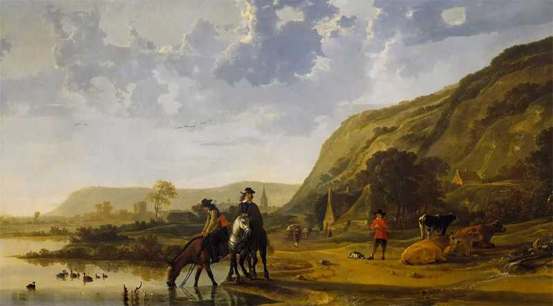 ʿ - River Landscape with Riders.