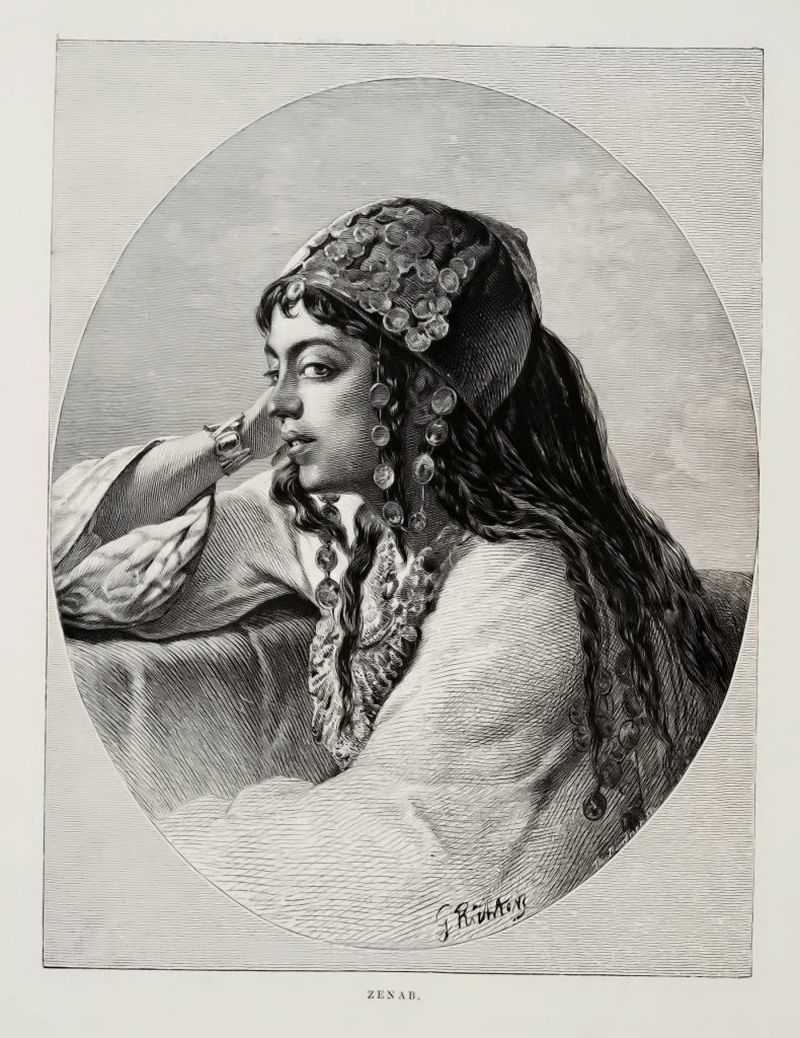 ηصİŮӻ - Portrait of a young Egyptian woman wearing heavy jewelry