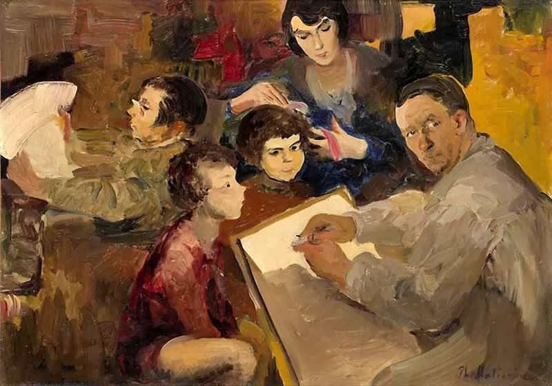 Իһ - self-portrait with family