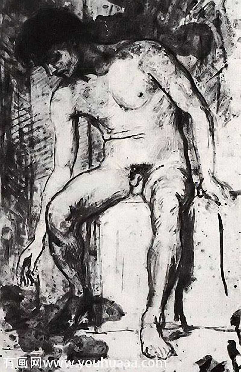 Sitting nude man