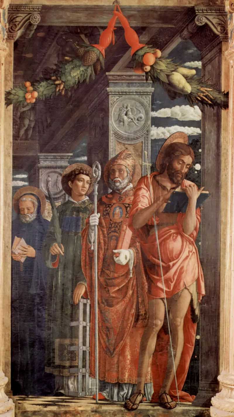 ʥĸʥͽǣұ߷ - Altarretabel von San Zeno in Verona, Triptychon, rechte Tafel: Hl. Benedikt, Hl. Laurentius, Hl. Gregorius und Hl. Johannes der Taufer