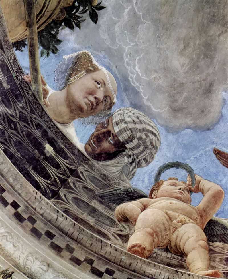 ū̹ͼܶõĹڻ - Freskenzyklus in der Camera degli Sposi im Palazzo Duccale in Mantua, Gewolbefresko, Detail: Die Herzogin und ein afrikanischer Sklave