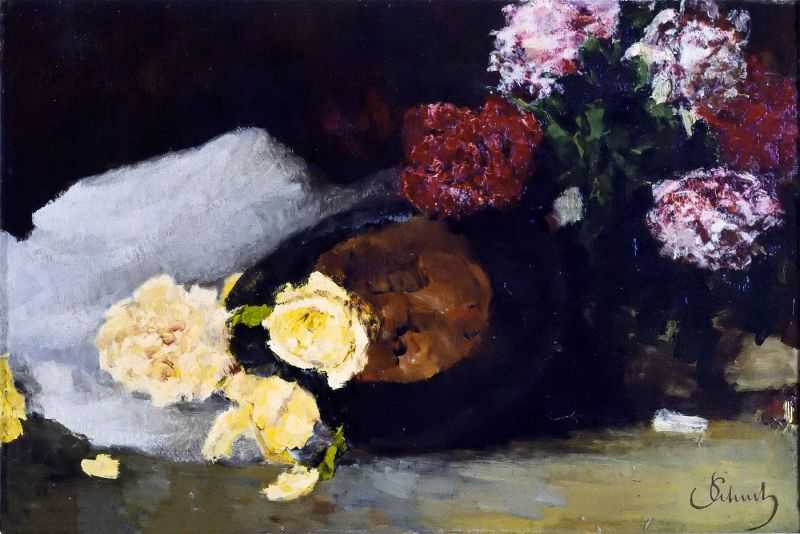 :õ壬ˮñ - Still Life with Tea roses, peonies and Chapeau Claque