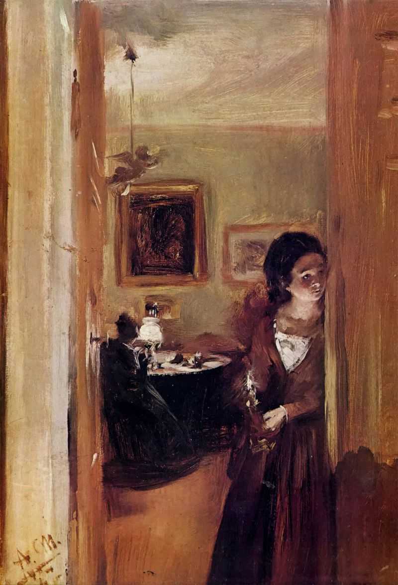 Lilving room with the artist's sister