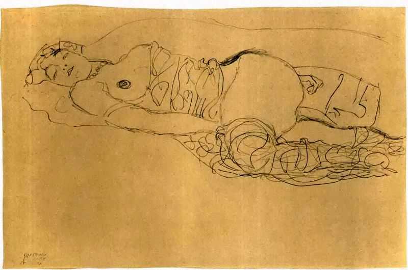 ȵİŮ - Reclining female semi nude with pulled on legs heading left